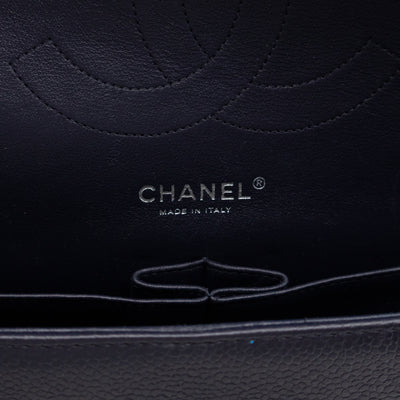 Classic Double Flap Jumbo Navy Soft Caviar Leather Silver