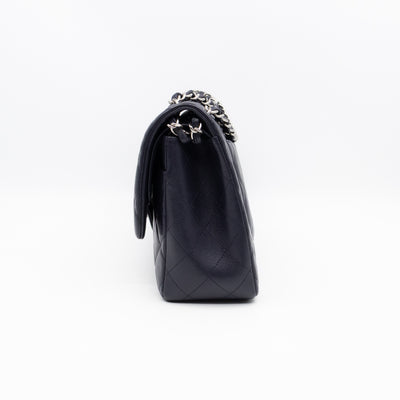 Classic Double Flap Jumbo Navy Soft Caviar Leather Silver
