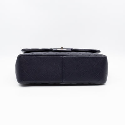 Classic Double Flap Jumbo Navy Soft Caviar Leather Silver