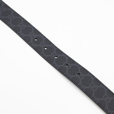 Square Buckle Belt Black GG Supreme Leather 95/38