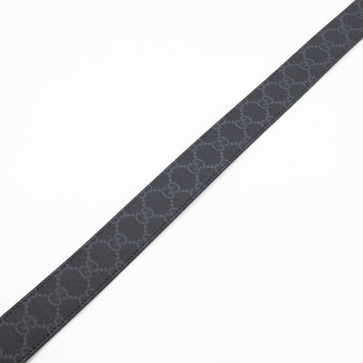 Square Buckle Belt Black GG Supreme Leather 95/38