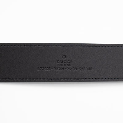 Square Buckle Belt Black GG Supreme Leather 95/38
