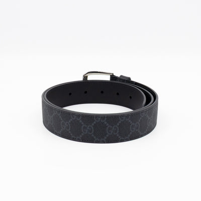 Square Buckle Belt Black GG Supreme Leather 95/38