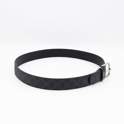Square Buckle Belt Black GG Supreme Leather 95/38