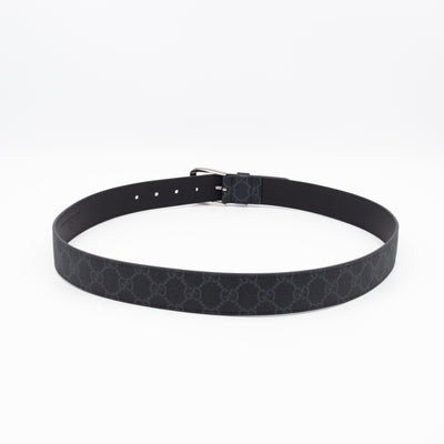 Square Buckle Belt Black GG Supreme Leather 95/38