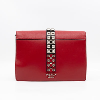 Elektra Studded Small Crossbody Bag Red Leather