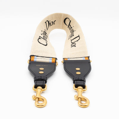 Saddle Bag Dior Oblique Embroidery with Canvas Shoulder Strap