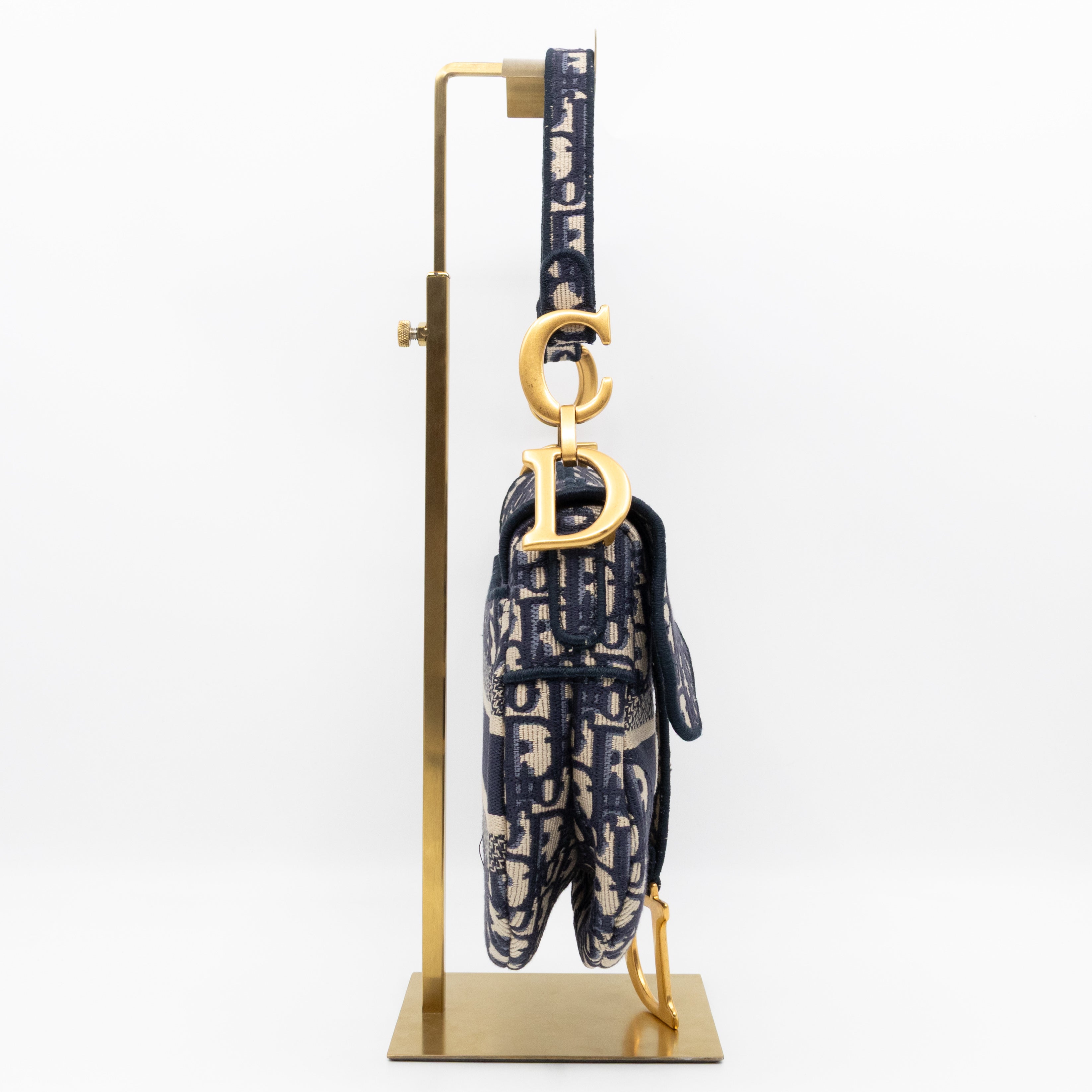 Saddle Bag Dior Oblique Embroidery with Canvas Shoulder Strap