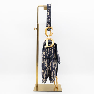 Saddle Bag Dior Oblique Embroidery with Canvas Shoulder Strap