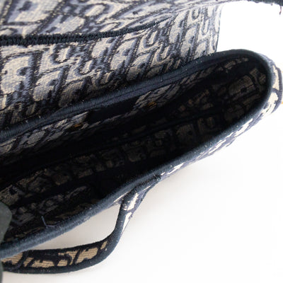 Saddle Bag Dior Oblique Embroidery with Canvas Shoulder Strap