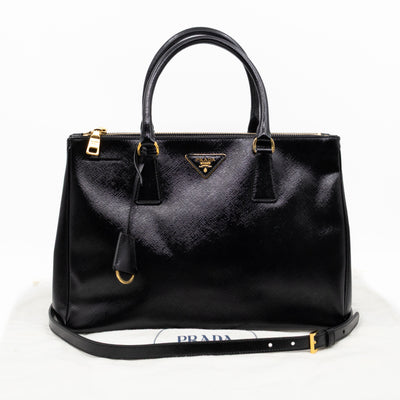 Galleria Double Zip Large Black Saffiano Leather