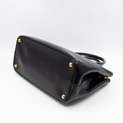 Galleria Double Zip Large Black Saffiano Leather