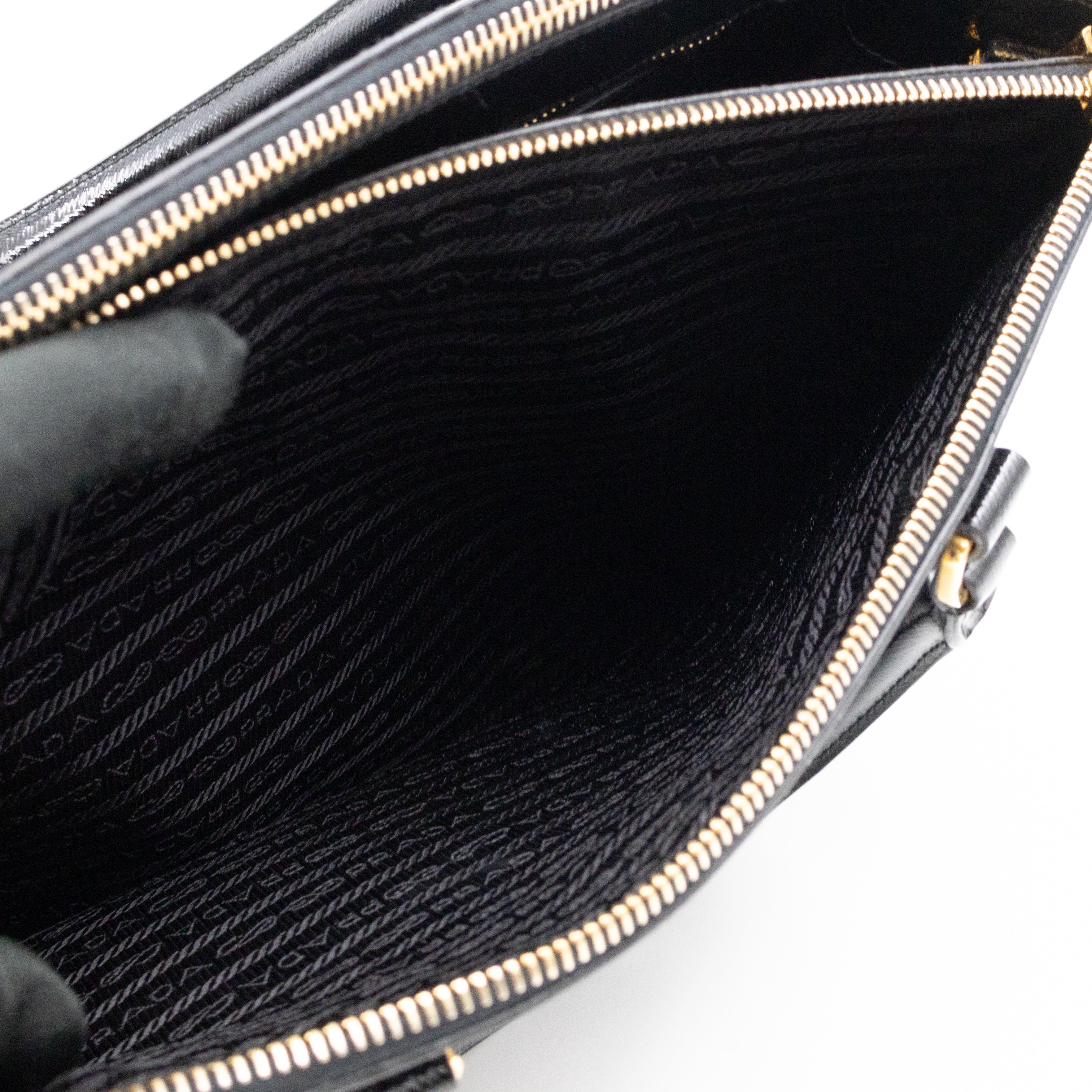Galleria Double Zip Large Black Saffiano Leather