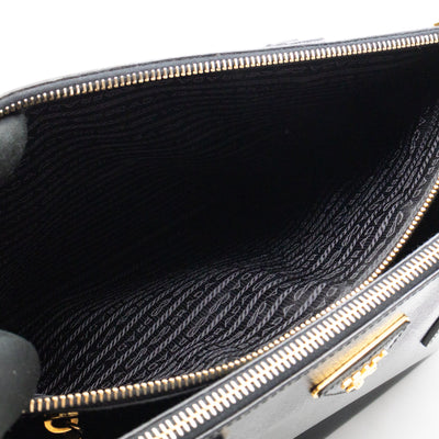 Galleria Double Zip Large Black Saffiano Leather