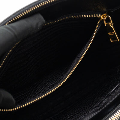 Galleria Double Zip Large Black Saffiano Leather