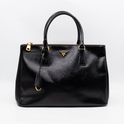 Galleria Double Zip Large Black Saffiano Leather