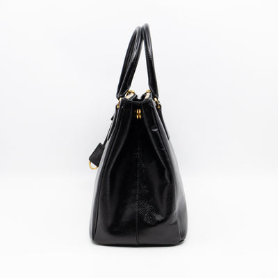 Galleria Double Zip Large Black Saffiano Leather