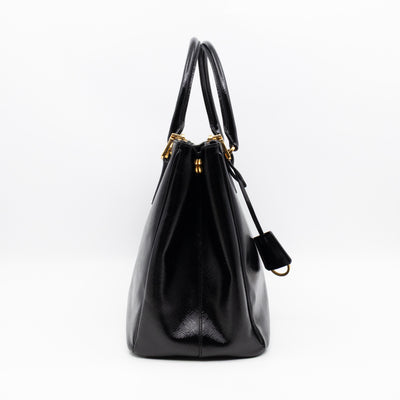 Galleria Double Zip Large Black Saffiano Leather