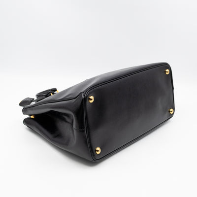 Galleria Double Zip Large Black Saffiano Leather