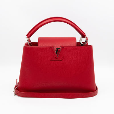 Capucines MM Red Taurillon Leather