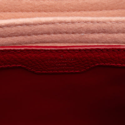 Capucines MM Red Taurillon Leather