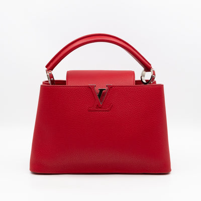 Capucines MM Red Taurillon Leather