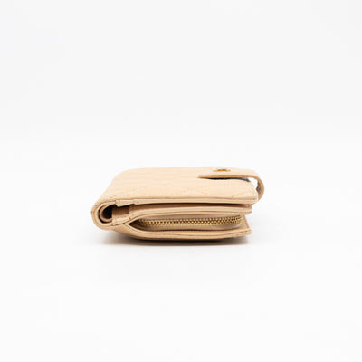 L-Zip French Wallet Beige Caviar Gold