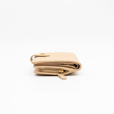 L-Zip French Wallet Beige Caviar Gold