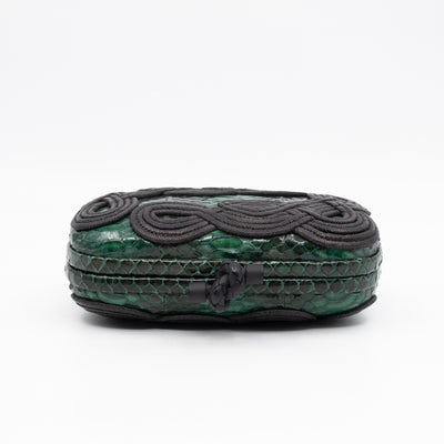Knot Clutch Green Snakeskin Black Passamaneria Woven