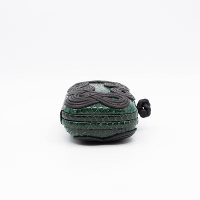 Knot Clutch Green Snakeskin Black Passamaneria Woven