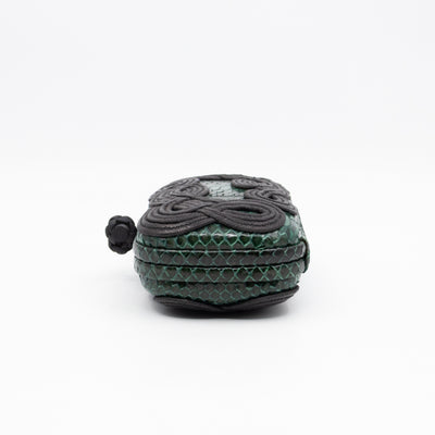 Knot Clutch Green Snakeskin Black Passamaneria Woven
