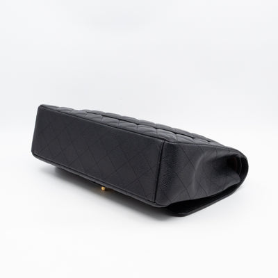 Classic Double Flap Maxi Black Caviar Leather Gold
