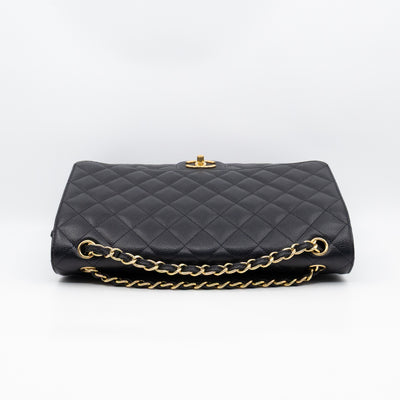 Classic Double Flap Maxi Black Caviar Leather Gold