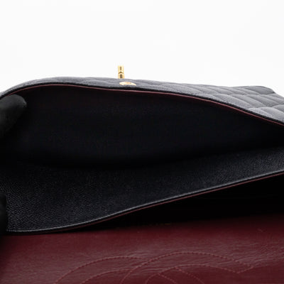 Classic Double Flap Maxi Black Caviar Leather Gold