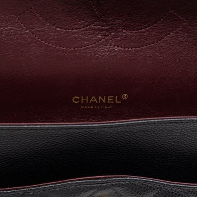 Classic Double Flap Maxi Black Caviar Leather Gold