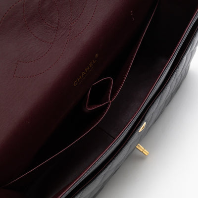 Classic Double Flap Maxi Black Caviar Leather Gold