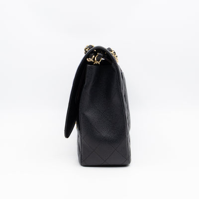 Classic Double Flap Maxi Black Caviar Leather Gold