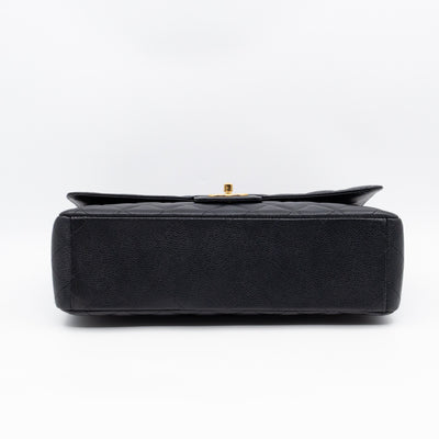 Classic Double Flap Maxi Black Caviar Leather Gold