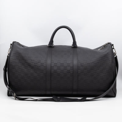 Keepall 55 Bandouliere Onyx Damier Infini Leather