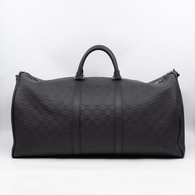 Keepall 55 Bandouliere Onyx Damier Infini Leather