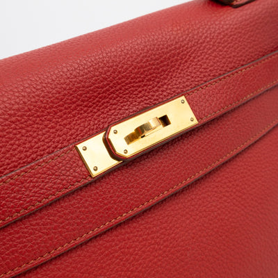 Kelly 32 Rouge Casaque Taurillon Clemence Leather