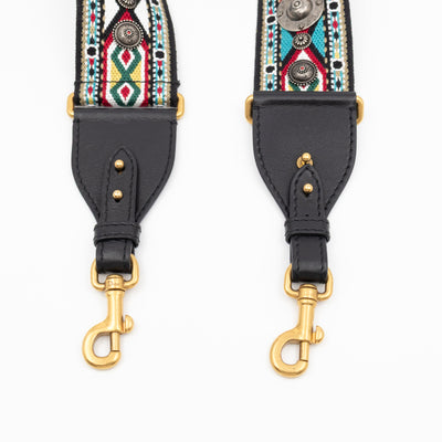 Embellished Bag Strap in Blue Multicolor Cotton