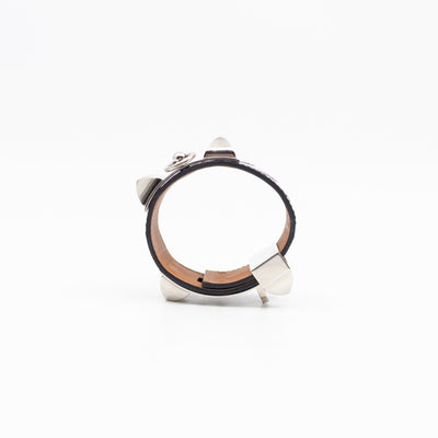 Collier de Chien Bracelet Silver & Purple Alligator Leather
