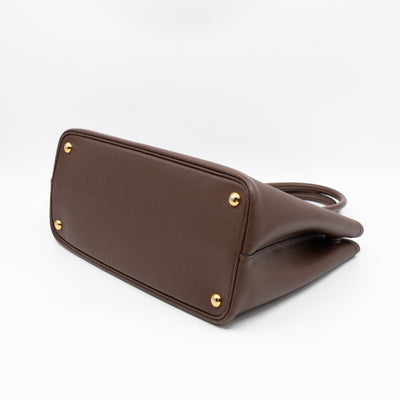 Double Bag Large Brown Saffiano Leather