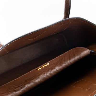 Double Bag Large Brown Saffiano Leather