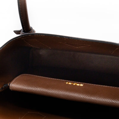Double Bag Large Brown Saffiano Leather