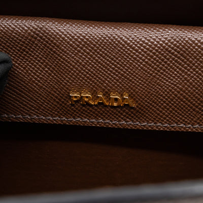 Double Bag Large Brown Saffiano Leather