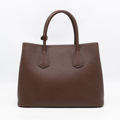 Double Bag Large Brown Saffiano Leather