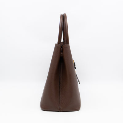 Double Bag Large Brown Saffiano Leather