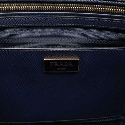 Galleria Large Double Zip Navy Saffiano Leather